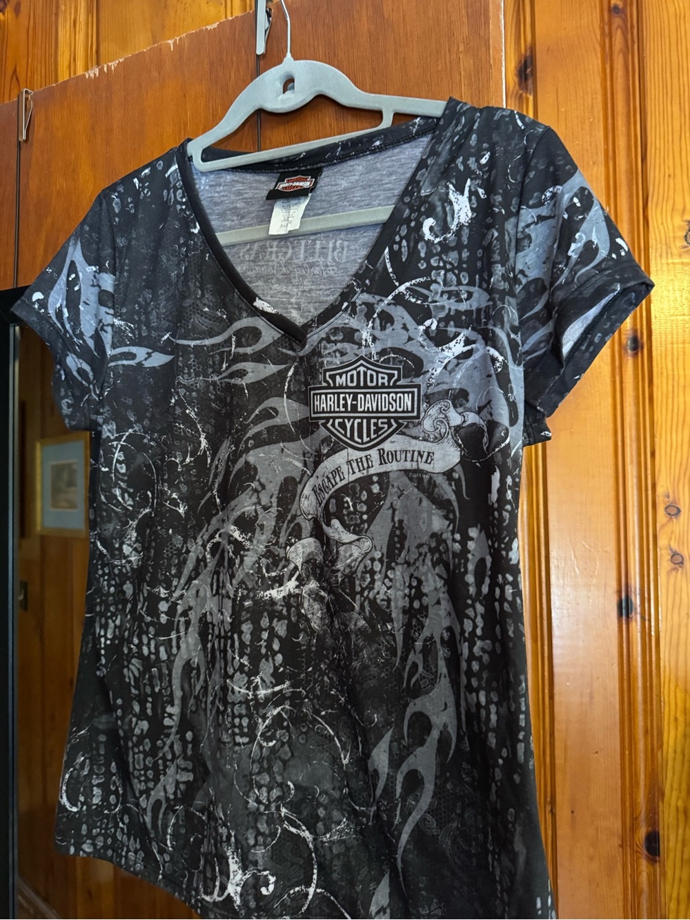 Harley-Davidson Black & Gray V-Neck Graphic Tee